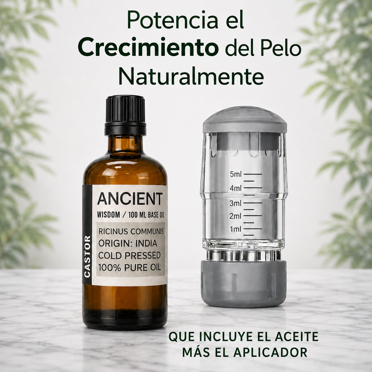 ✨ El dúo imprescindible para el cuidado de tu cabello. Tú Kit Completo de Aceite de Ricino y Aplicador Masajeador